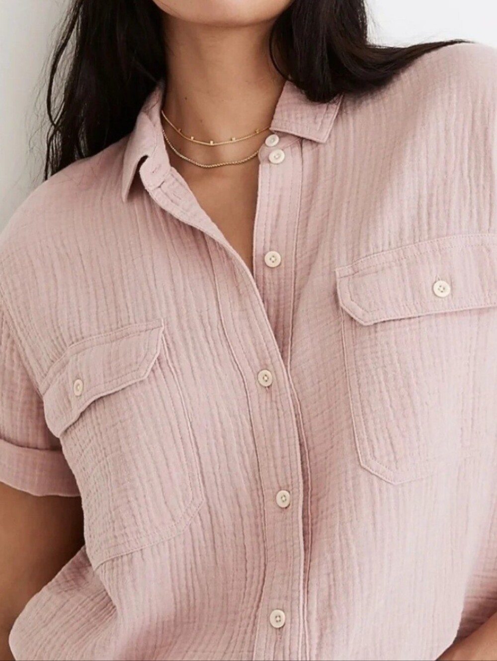 Madewell Lightspun Women's Pink Top, Small (Oversized)